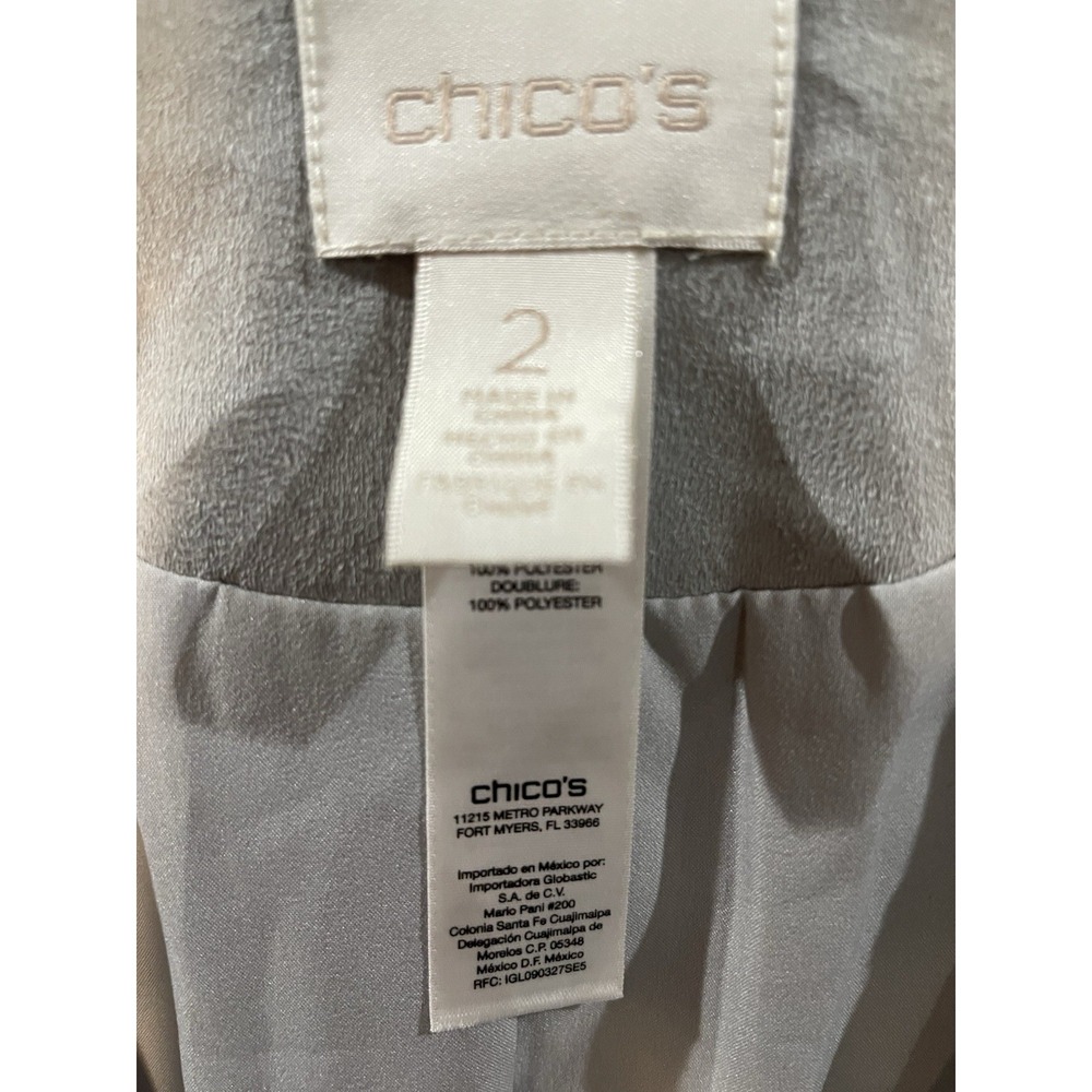 Chicos 2 Faux Suede Fringed Jacket Gray Boho Hippie  Quiet Luxury Western Festiv - Picture 5 of 9